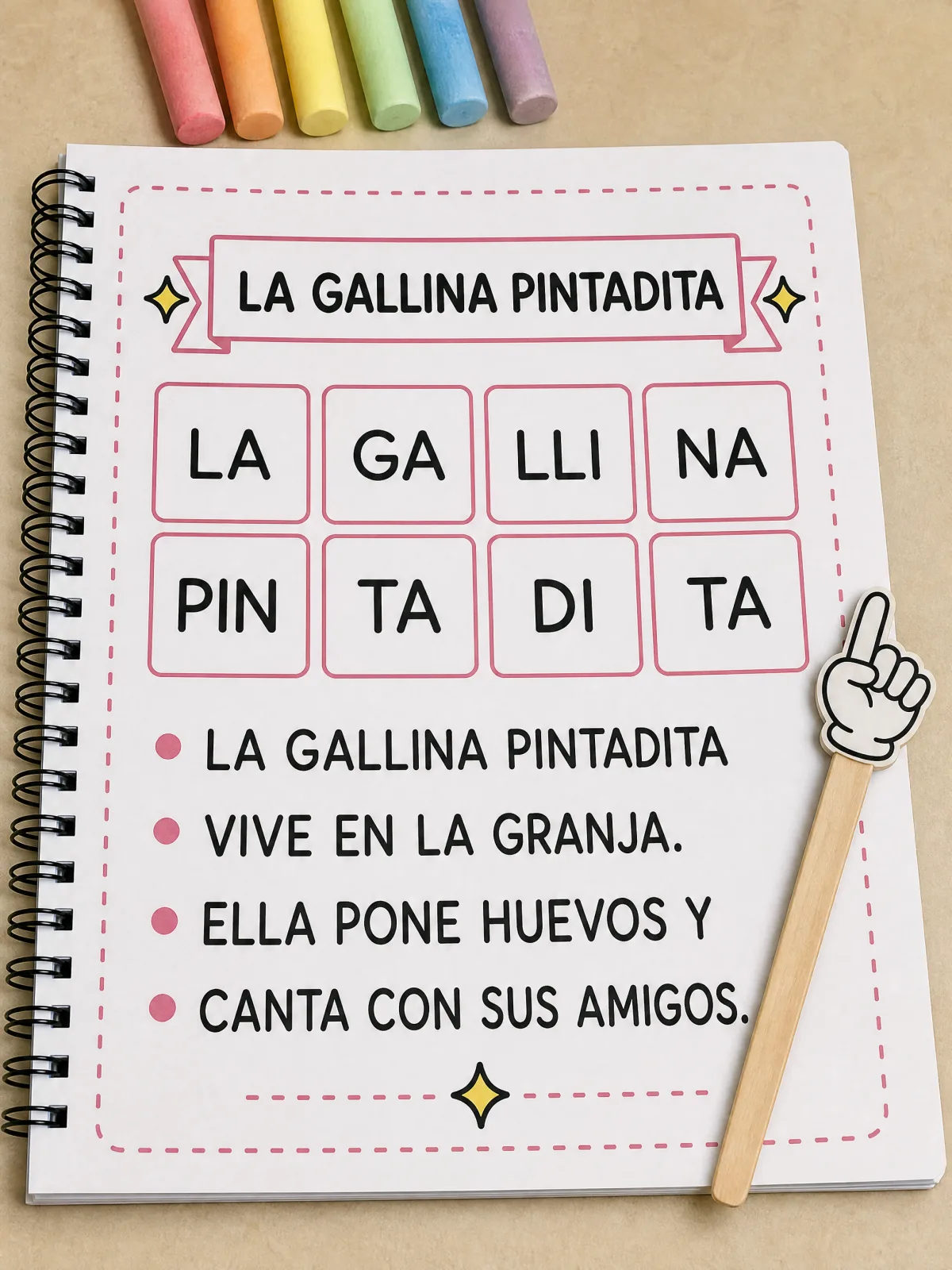 Actividad La Gallina Pintadita: separación de sílabas